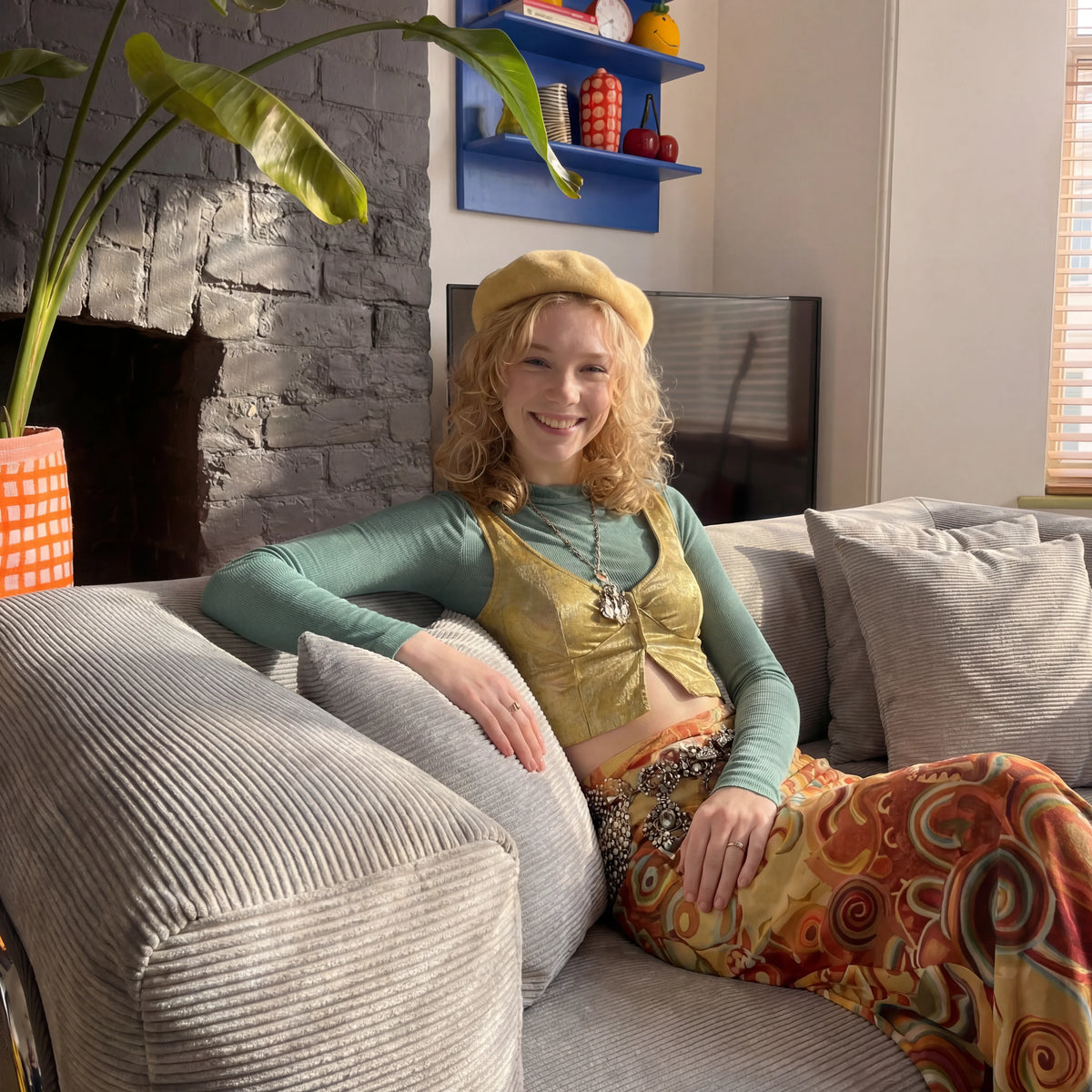 Sofá Cama Bloom - Sofá na Caixa + Apoio de Pé Bloom Tecido Cotelê Cinza · vista 10