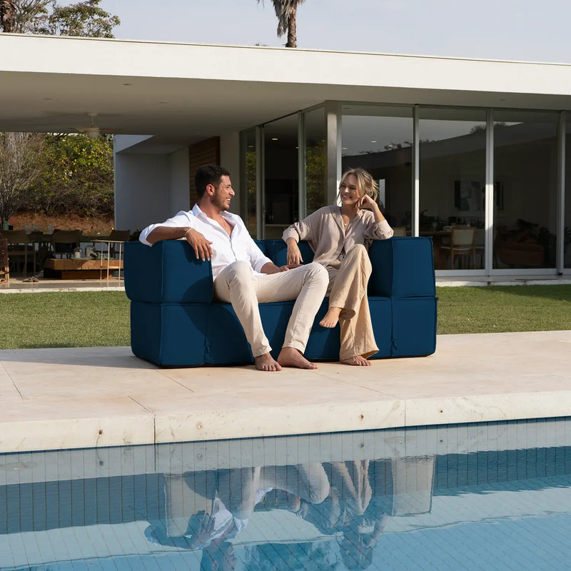 Sofá Lounge Zimma Azul com 2 Módulos · detalhe na cor azul
