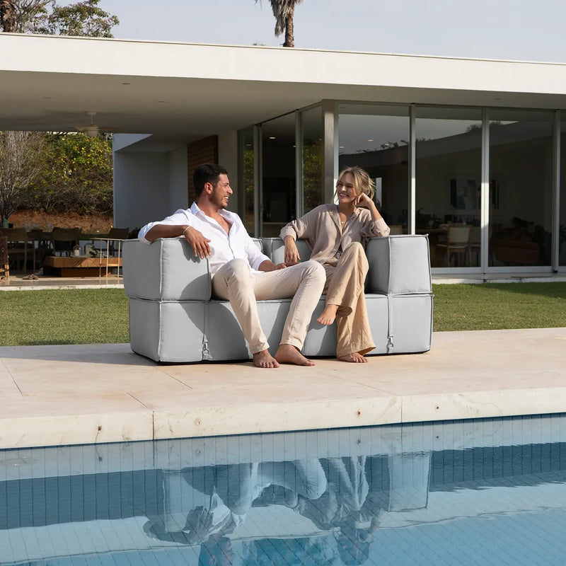 Sofá Lounge Zimma Cinza com 2 Módulos · detalhe na cor cinza