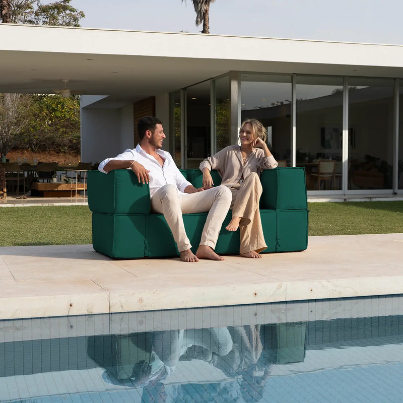 Sofá Lounge Zimma Verde com 2 Módulos · detalhe na cor verde