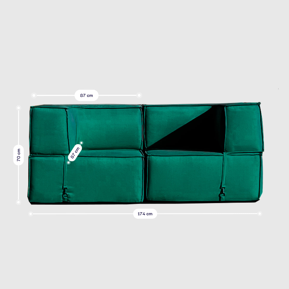 Sofá Lounge Zimma Verde com 2 Módulos · vista 9