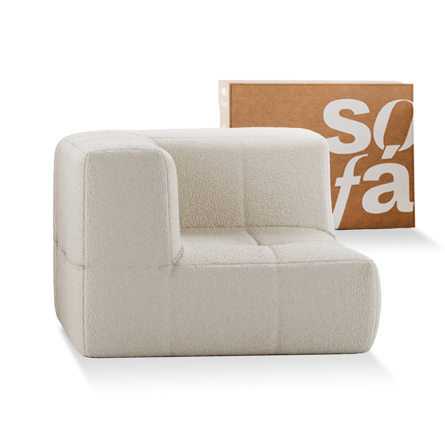 Sofá na Caixa modular 1 lugar Canto em Boucle - Linho
