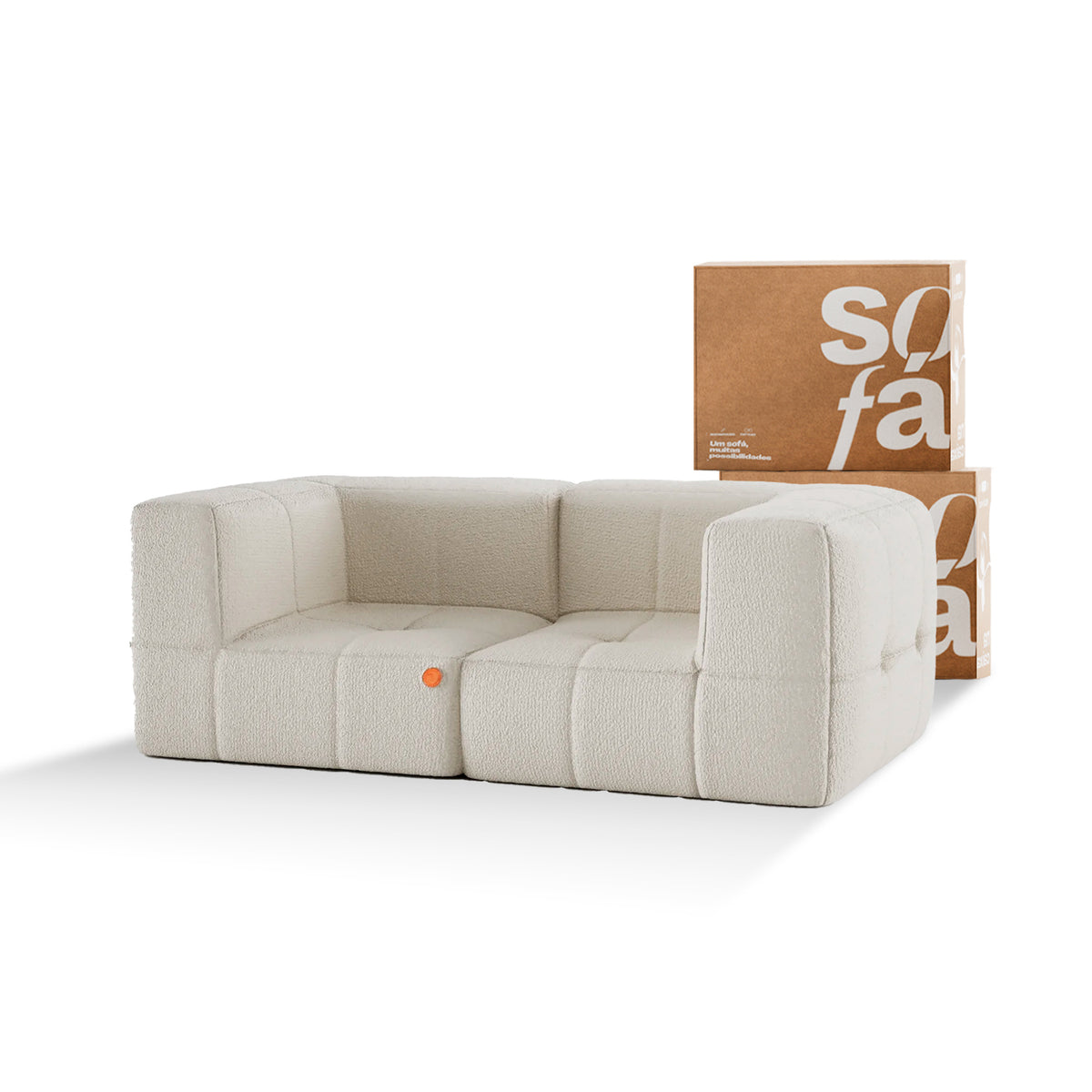 Sofá na Caixa modular 2 lugares em Boucle - Linho · vista 13