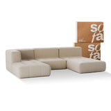 Sofá na Caixa modular 3 lugares em Boucle - 1 Braço com 2 Chaises - Linho