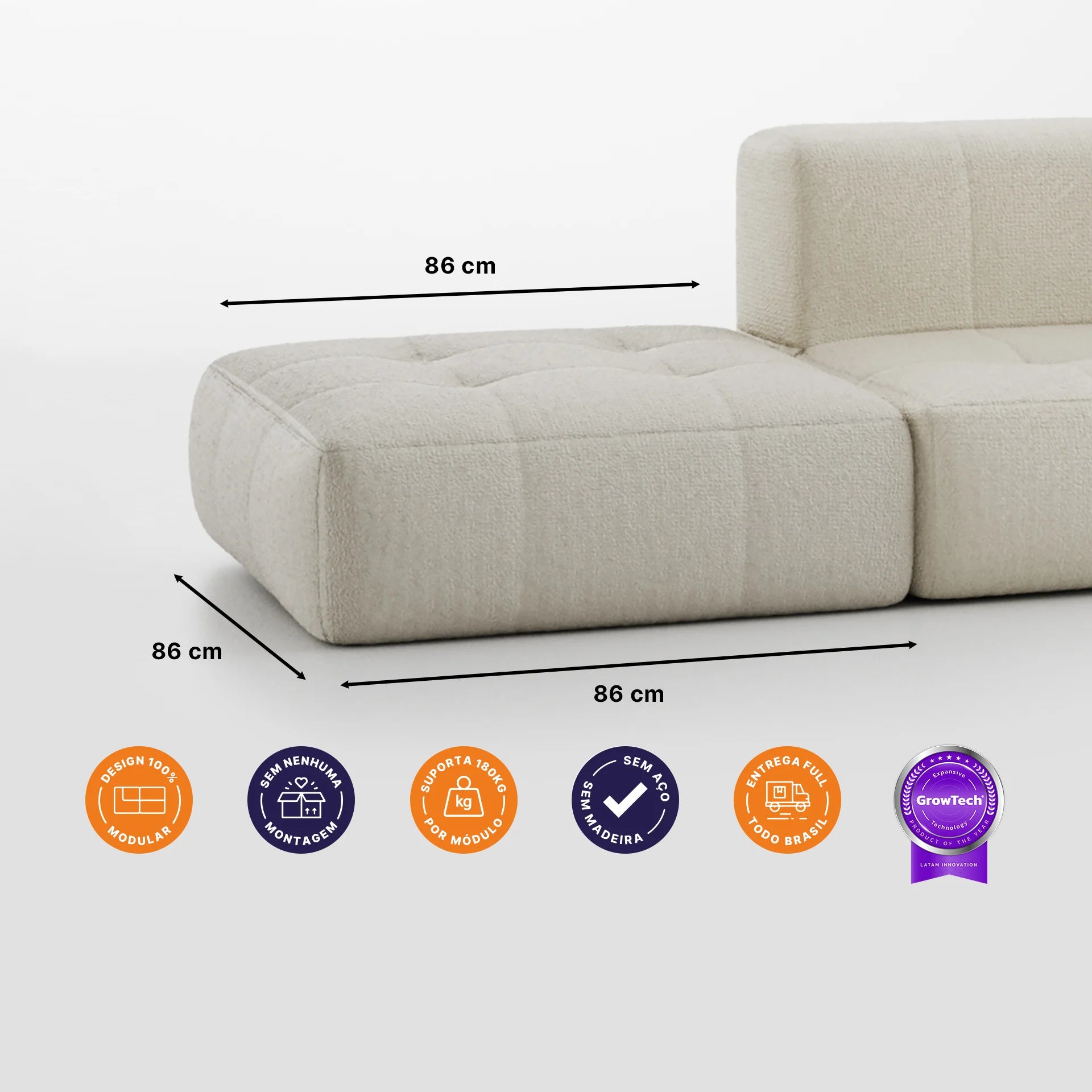 Apoio para o pé em Boucle - Sofá na Caixa - Linho