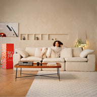 Sofá na Caixa modular Sienna 3 lugares em Boucle - Off-White