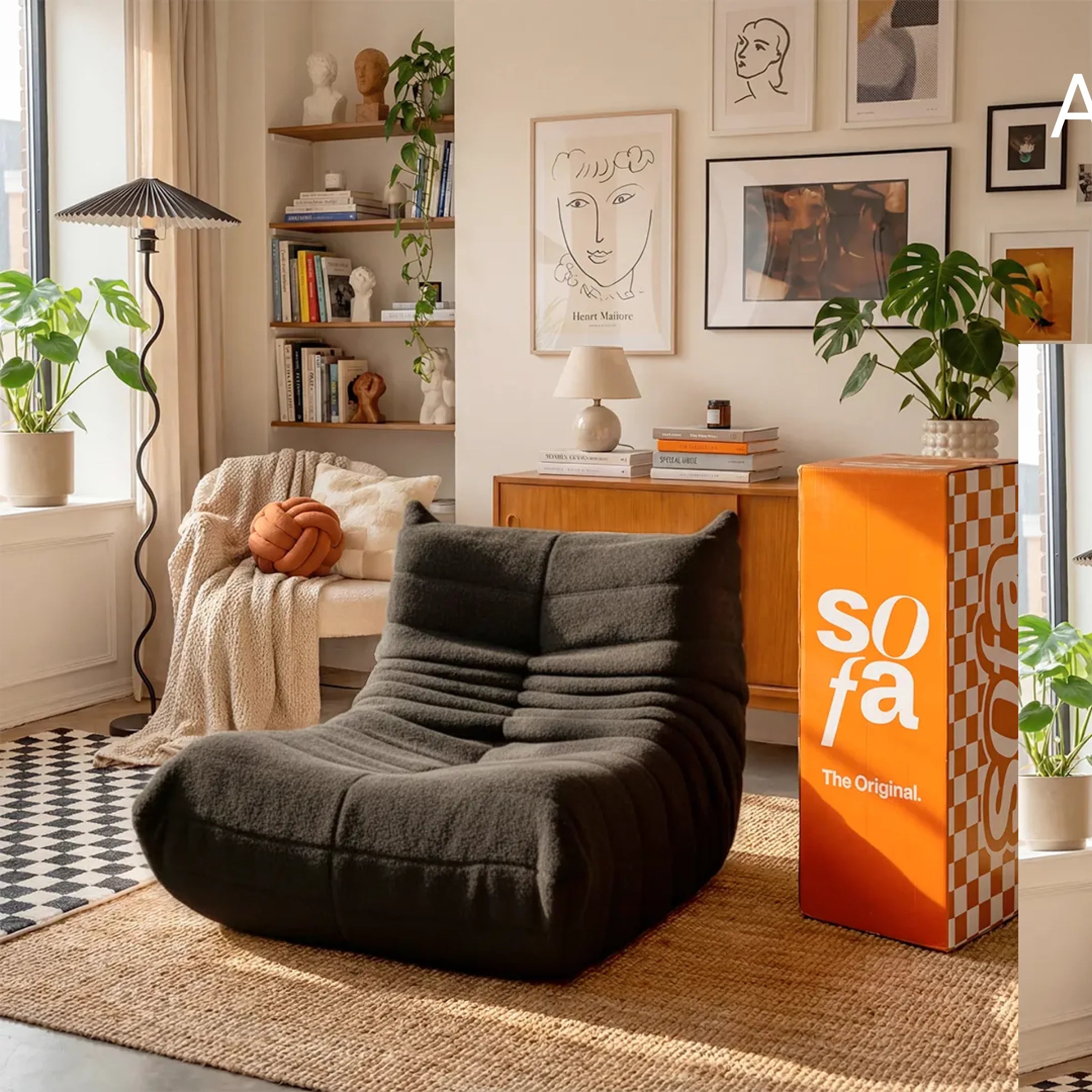 Poltrona Design 1973 Preto 1 unidade Sofá na Caixa