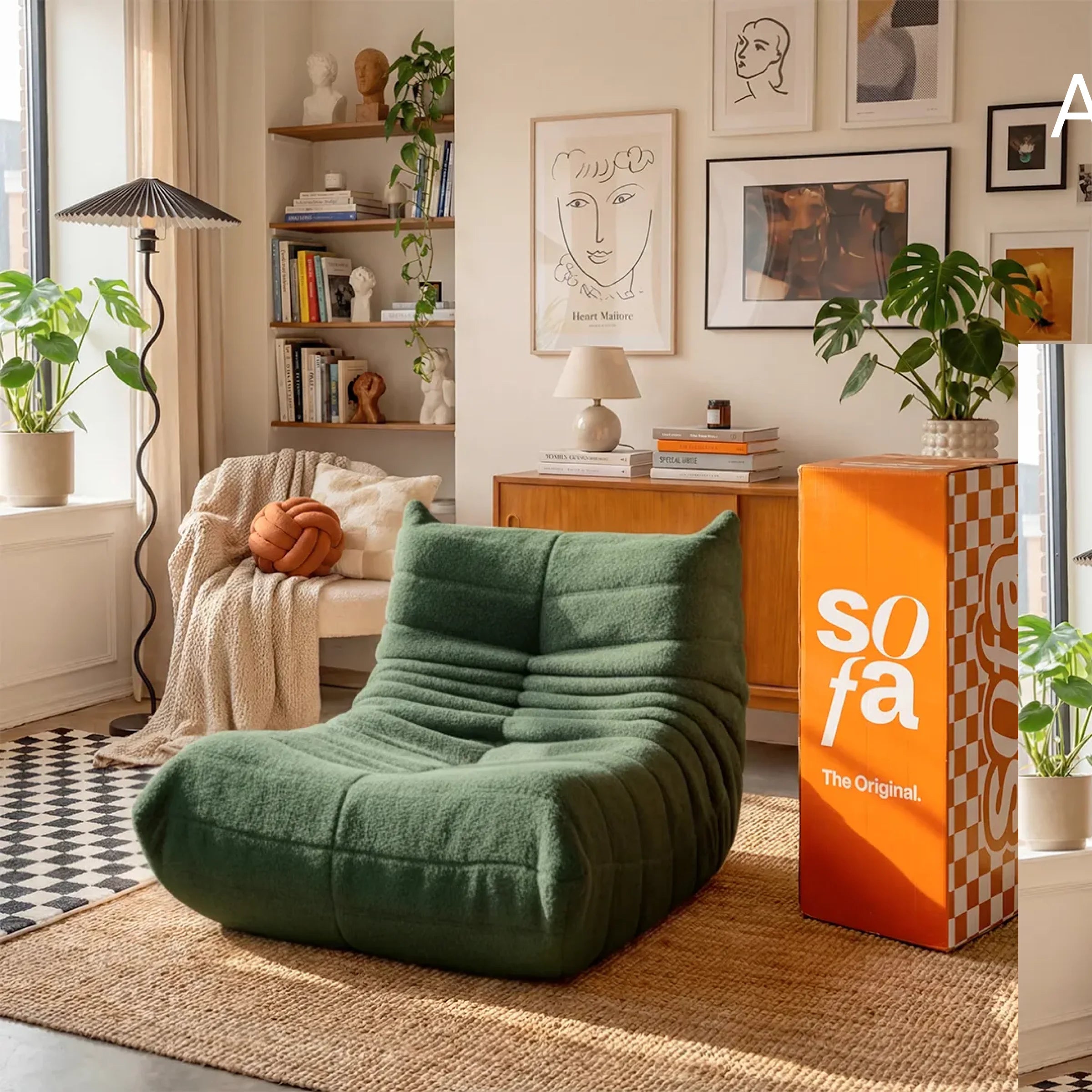 Poltrona Design 1973 Verde 1 unidade Sofá na Caixa