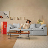 Sofá na Caixa modular Sienna 3 lugares em Boucle - Cinza Granito