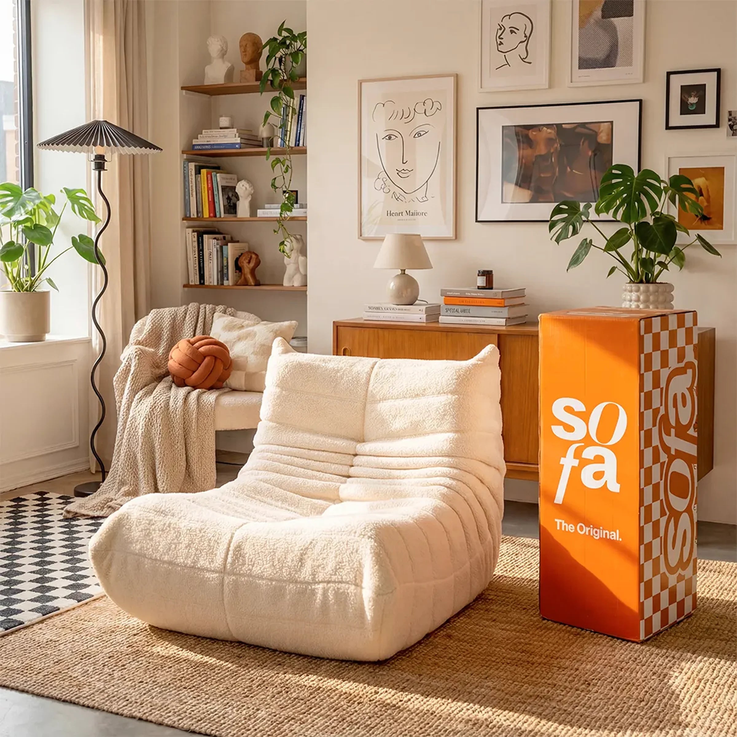 Poltrona Design 1973 Linho 1 unidade Sofá na Caixa