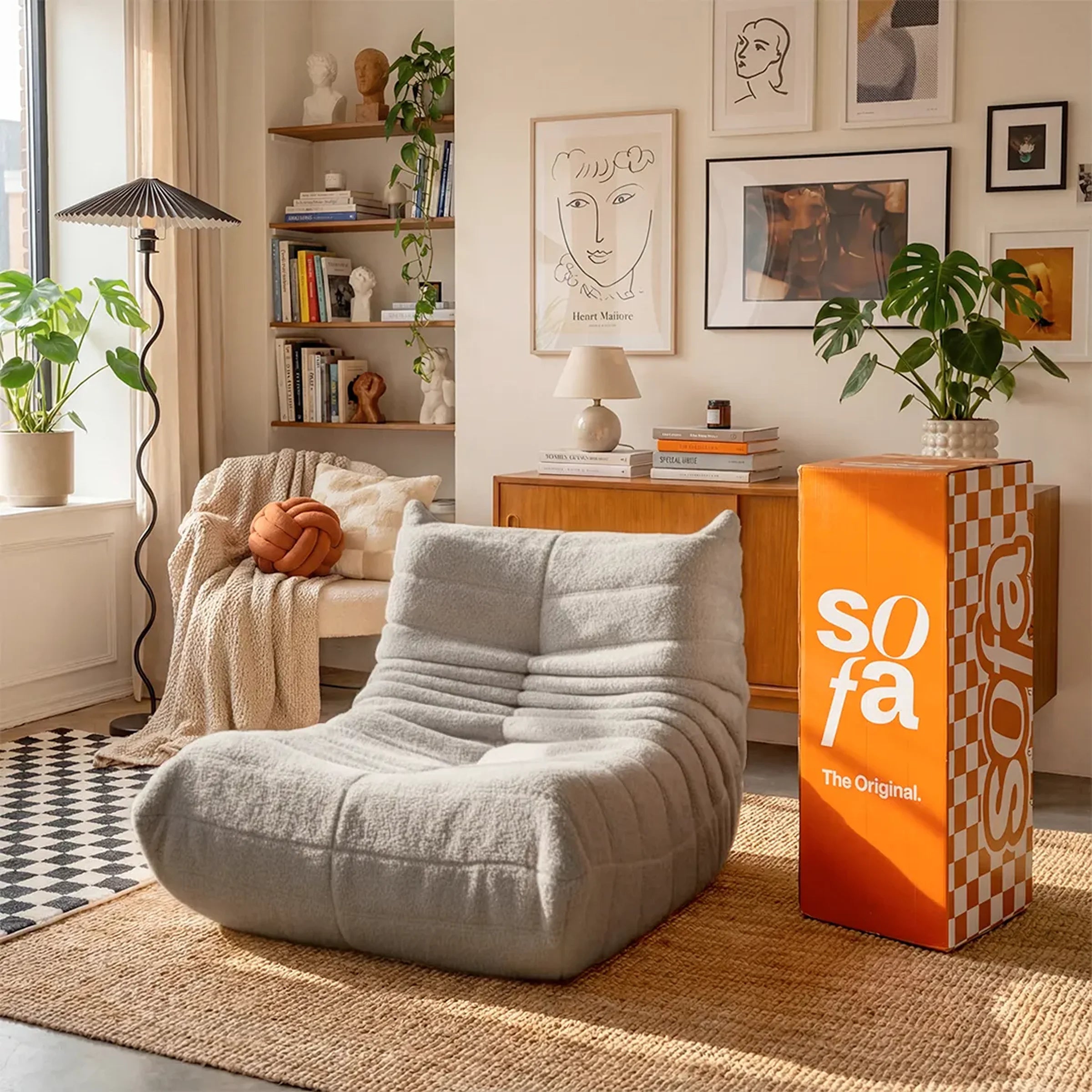 Poltrona Design 1973 Cinza 1 unidade Sofá na Caixa