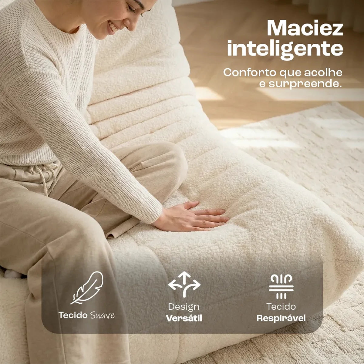 Poltrona Design 1973 Linho 1 unidade Sofá na Caixa