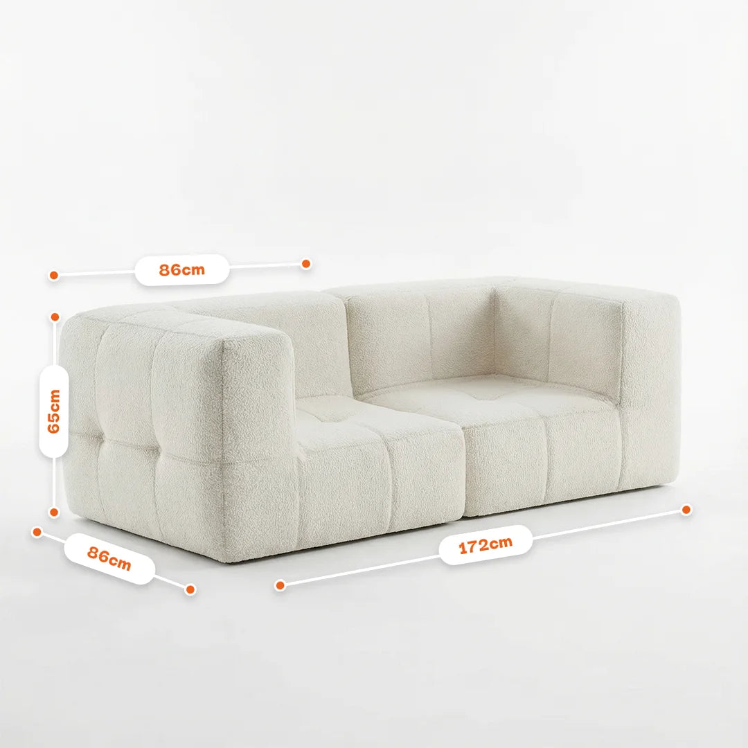 Sofá na Caixa modular 2 lugares em Boucle - Linho