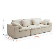 Sofá na Caixa modular Sienna 3 lugares em Boucle - Off-White · medidas e dimensões