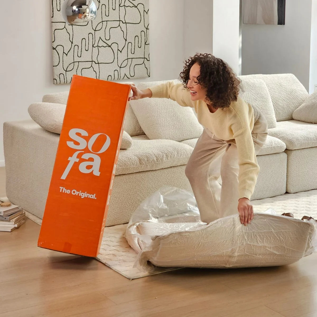 Sofá na Caixa modular Sienna 3 lugares em Boucle - Cinza Granito