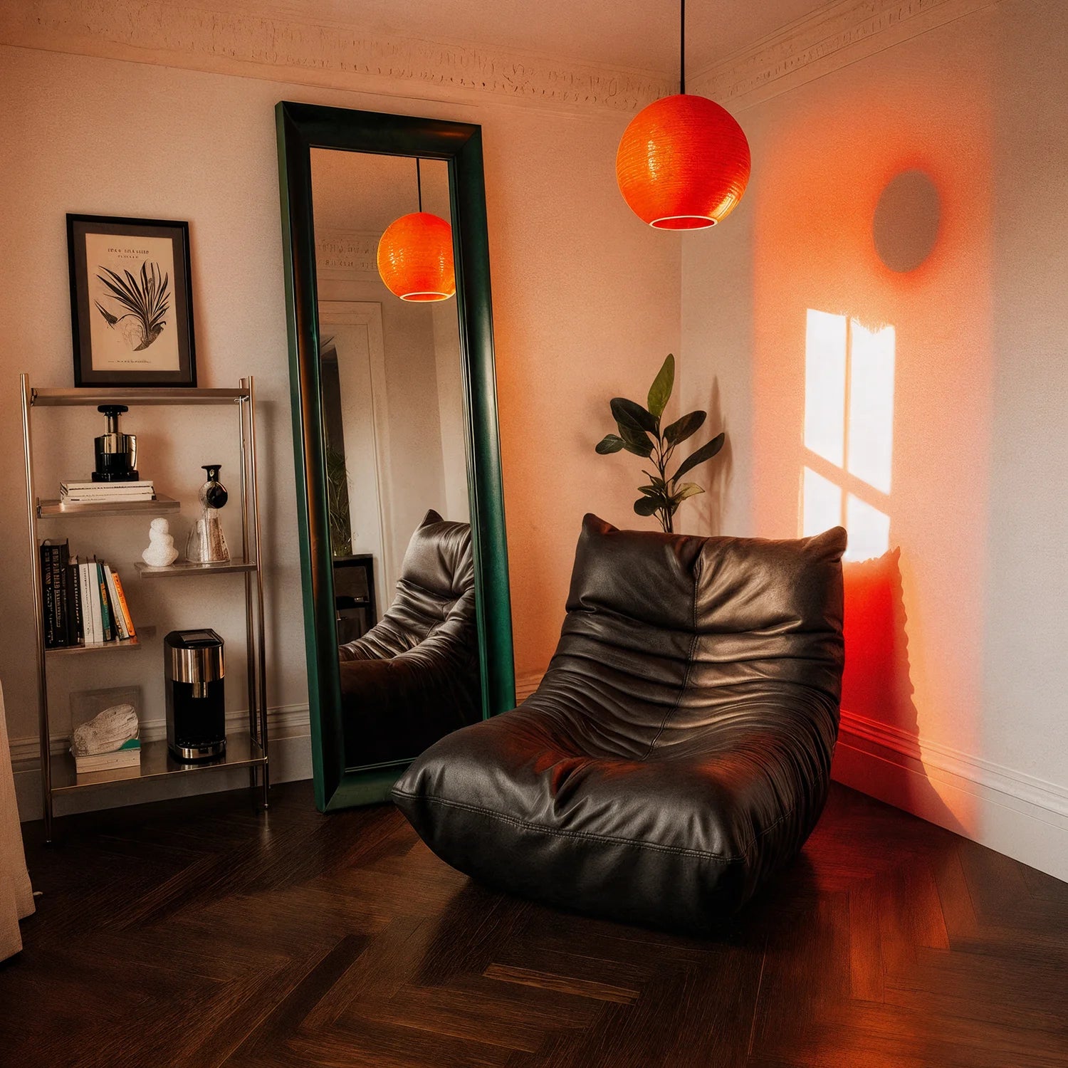 Poltrona Design 1973 Preta Courino 1 unidade Sofá na Caixa