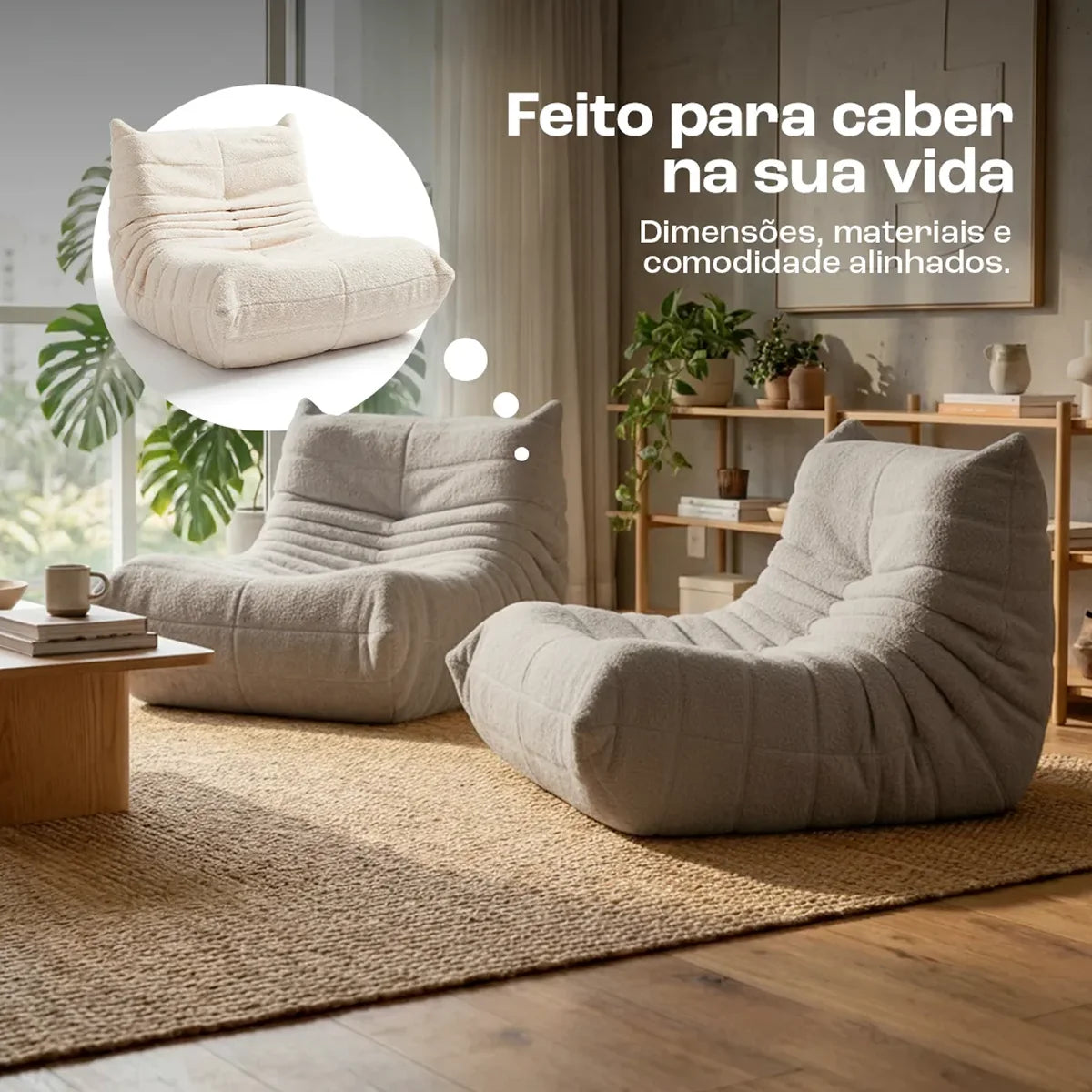 Poltrona Design 1973 Cinza 1 unidade Sofá na Caixa · vista 10