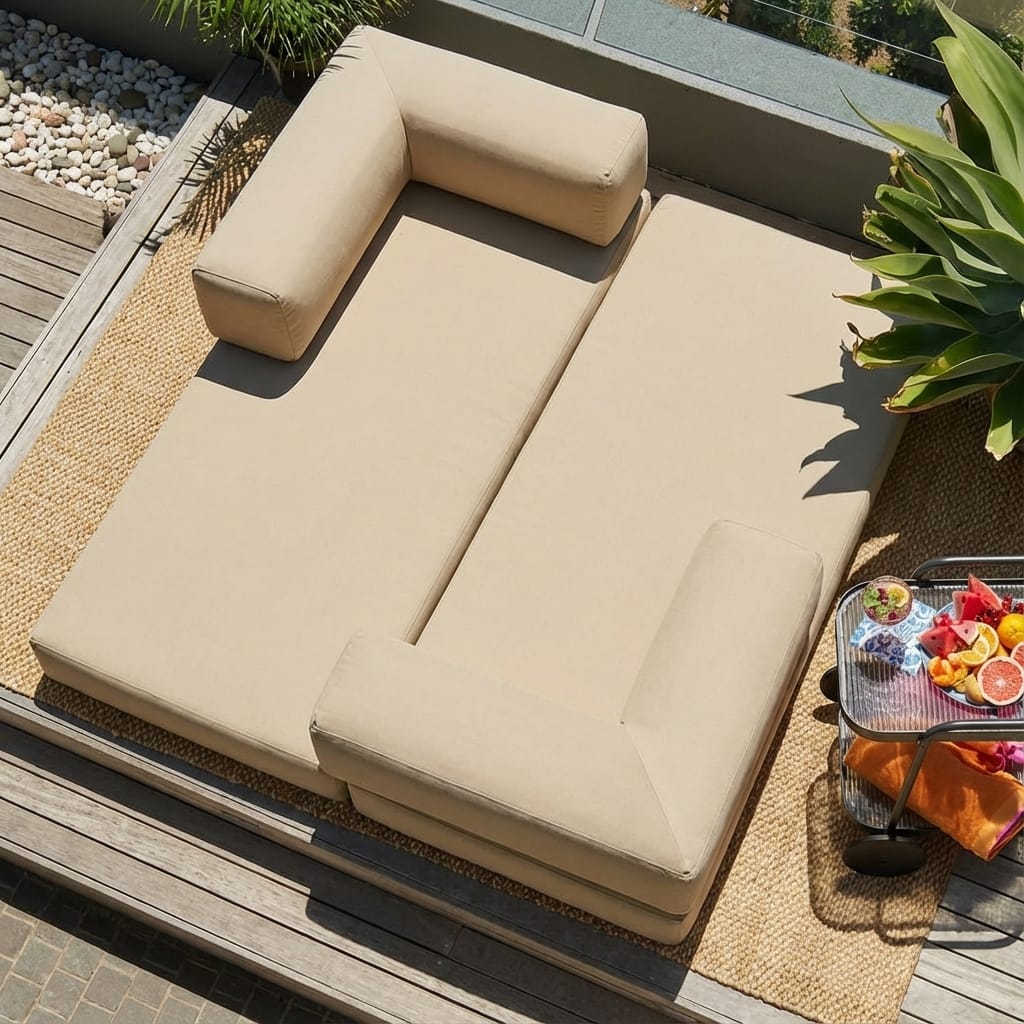 Sofá Cama Bloom Área Externa Tecido Linho - Sofá na Caixa