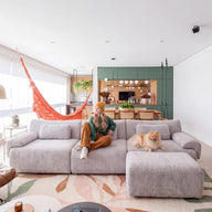 Sofá na Caixa modular Horizon 3 lugares em Boucle - Cinza · vista 2