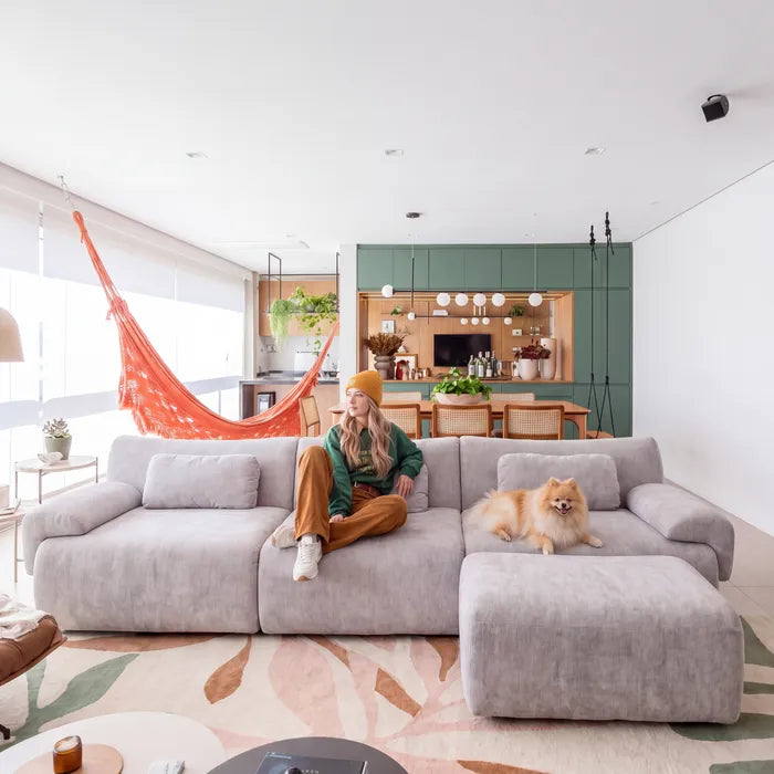 Sofá na Caixa modular Horizon 3 lugares em Boucle - Cinza · vista 2