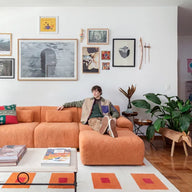 Sofá na Caixa modular Horizon 3 lugares em Boucle - Laranja · vista 7