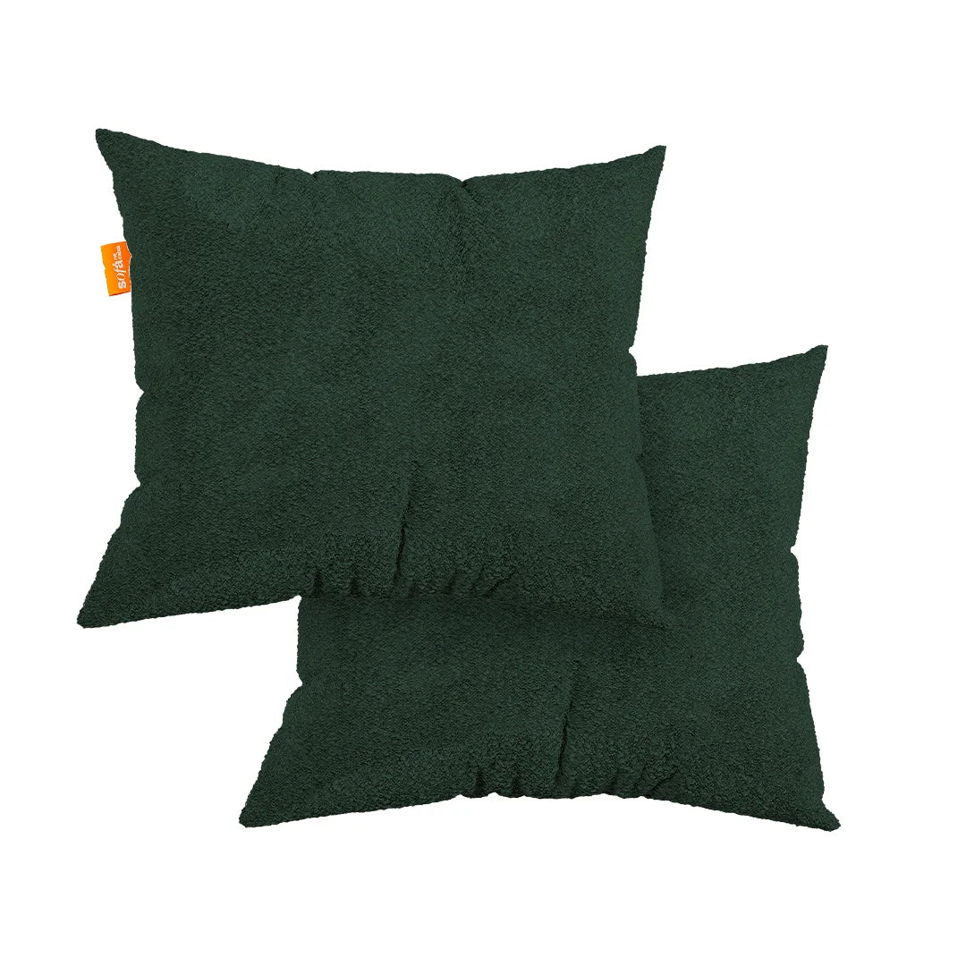 Kit 2 Almofada Tecido Bouclé - Cor Verde Musgo - 45x45cm