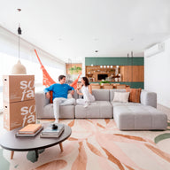 Sofá na Caixa modular 3 lugares em Boucle com Apoio de pé - Cinza
