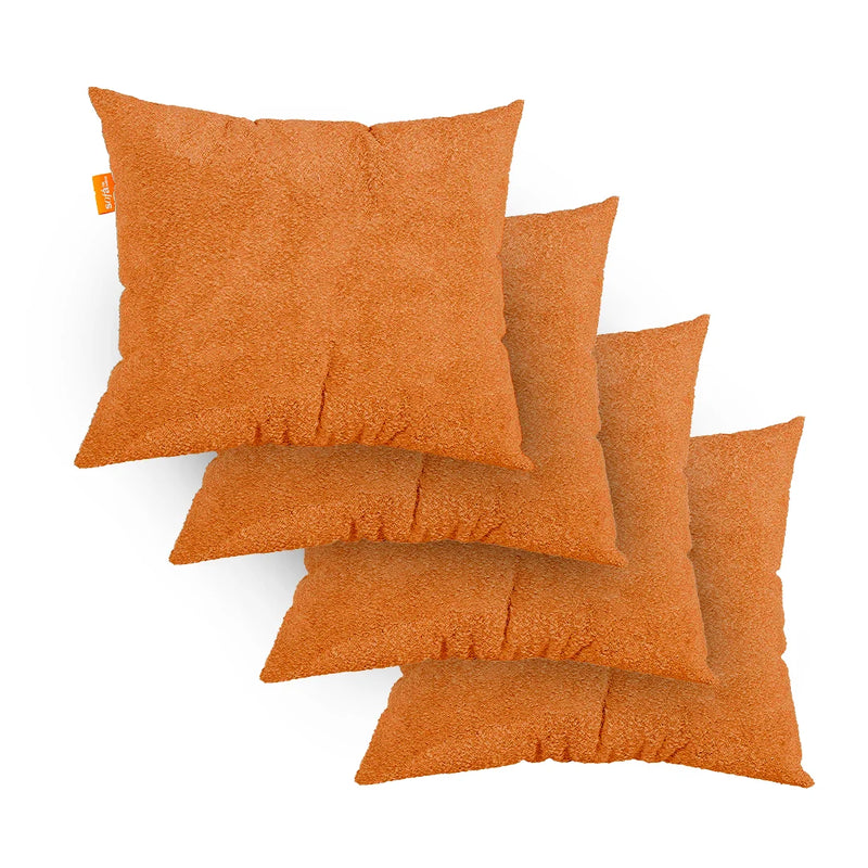 Kit 4 Almofadas Tecido Bouclé - Cor Laranja - 45x45cm - Sofá na Caixa