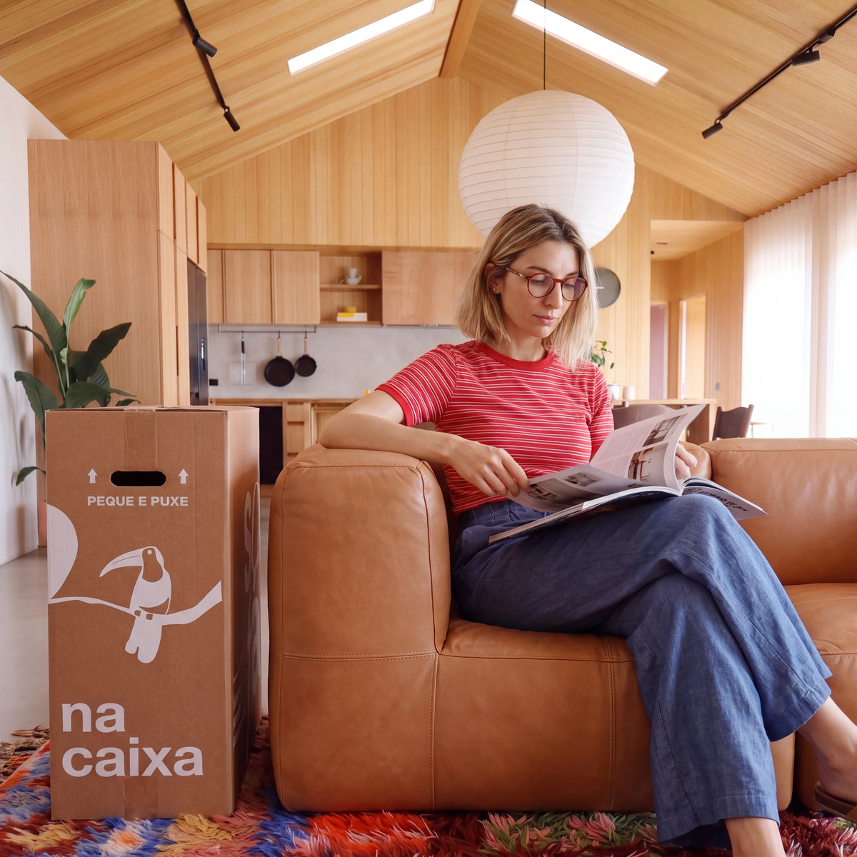 Sofá na Caixa modular 2 lugares Poli-Couro Marrom