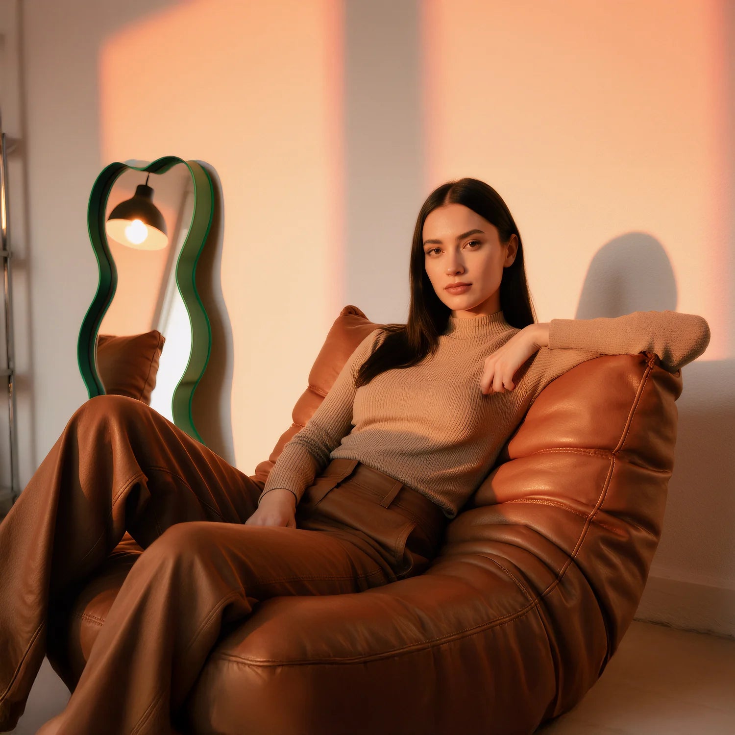 Poltrona Design 1973 Courino Marrom 2 unidades Sofá na caixa