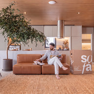 Sofá na Caixa modular 2 lugares Poli-Couro Marrom - Sem braço