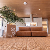 Sofá na Caixa modular 2 lugares Poli-Couro Marrom - Sem braço
