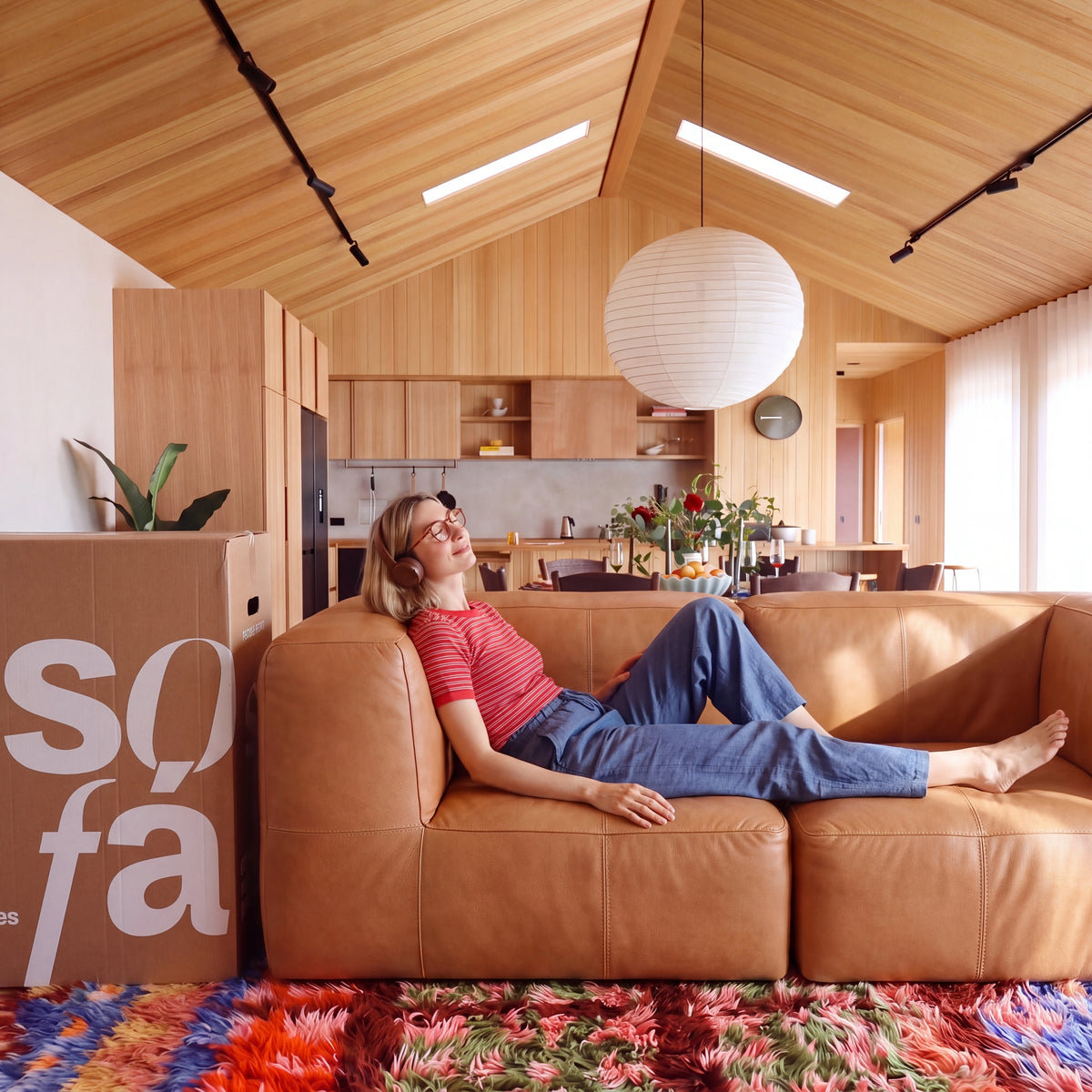 Sofá na Caixa modular 2 lugares Poli-Couro Marrom