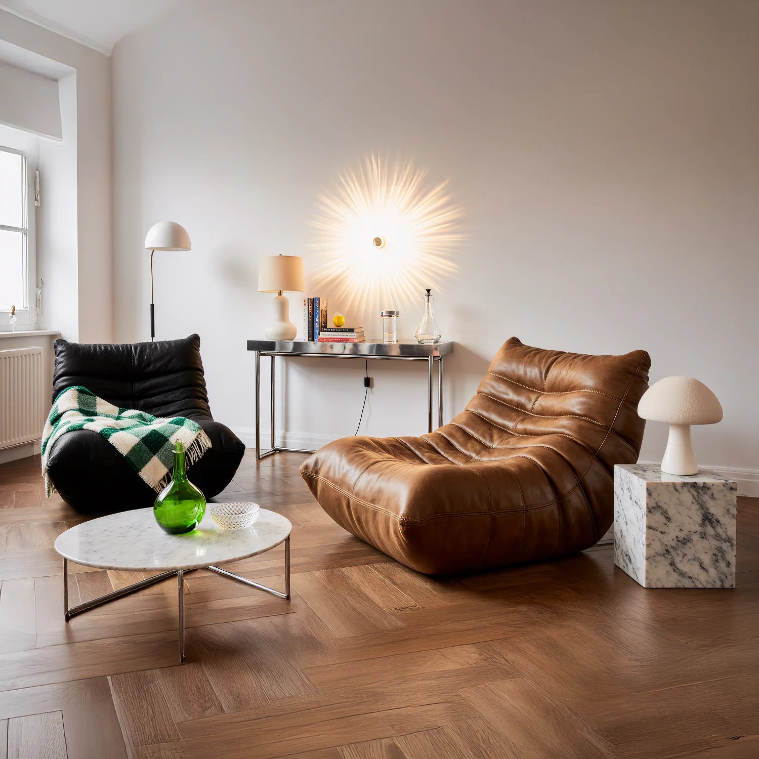 Poltrona Design 1973 Courino Marrom 2 unidades Sofá na caixa