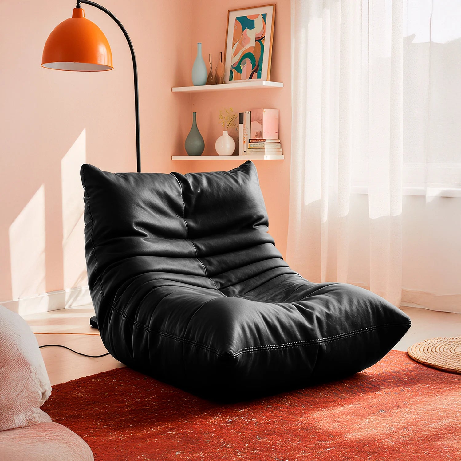 Poltrona Design 1973 Preta Courino 1 unidade Sofá na Caixa