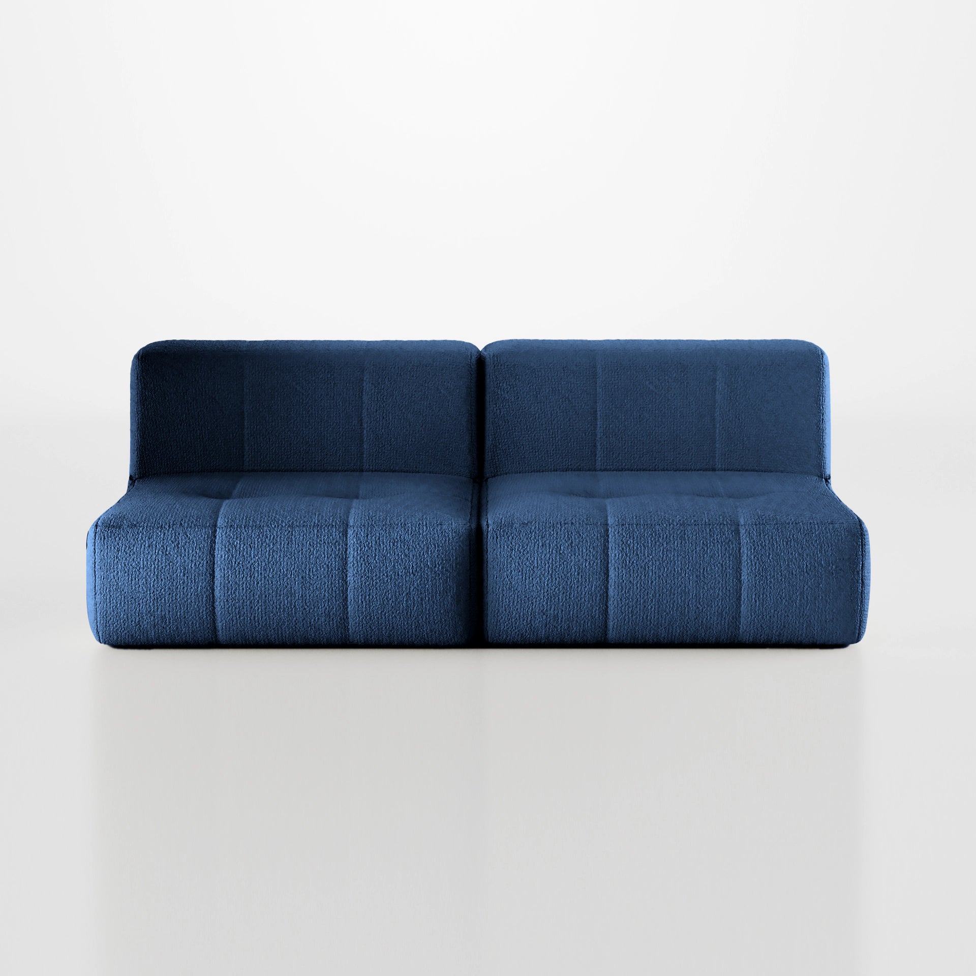 Sofá na Caixa modular 2 lugares em Boucle - Azul