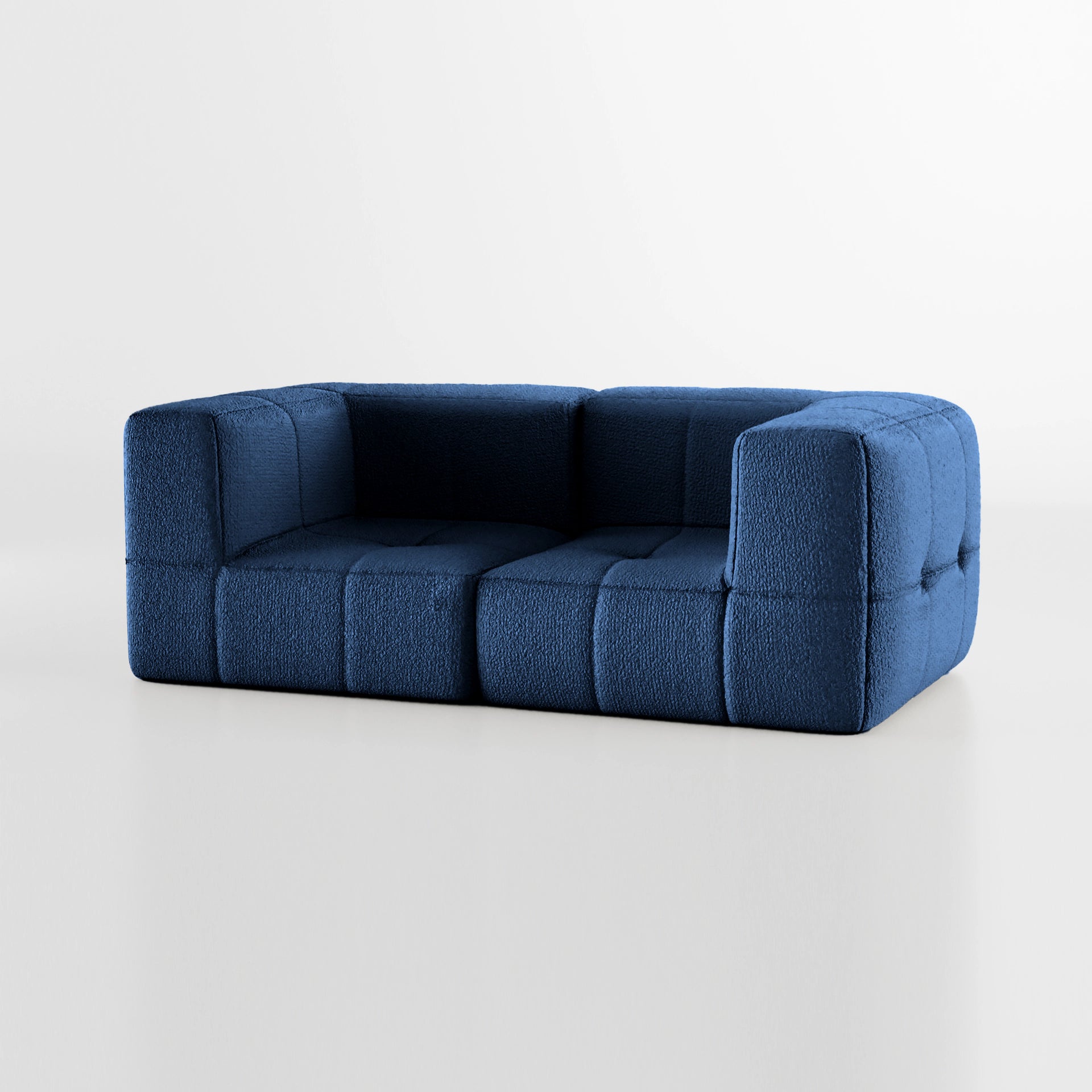 Sofá na Caixa modular 2 lugares em Boucle - Azul