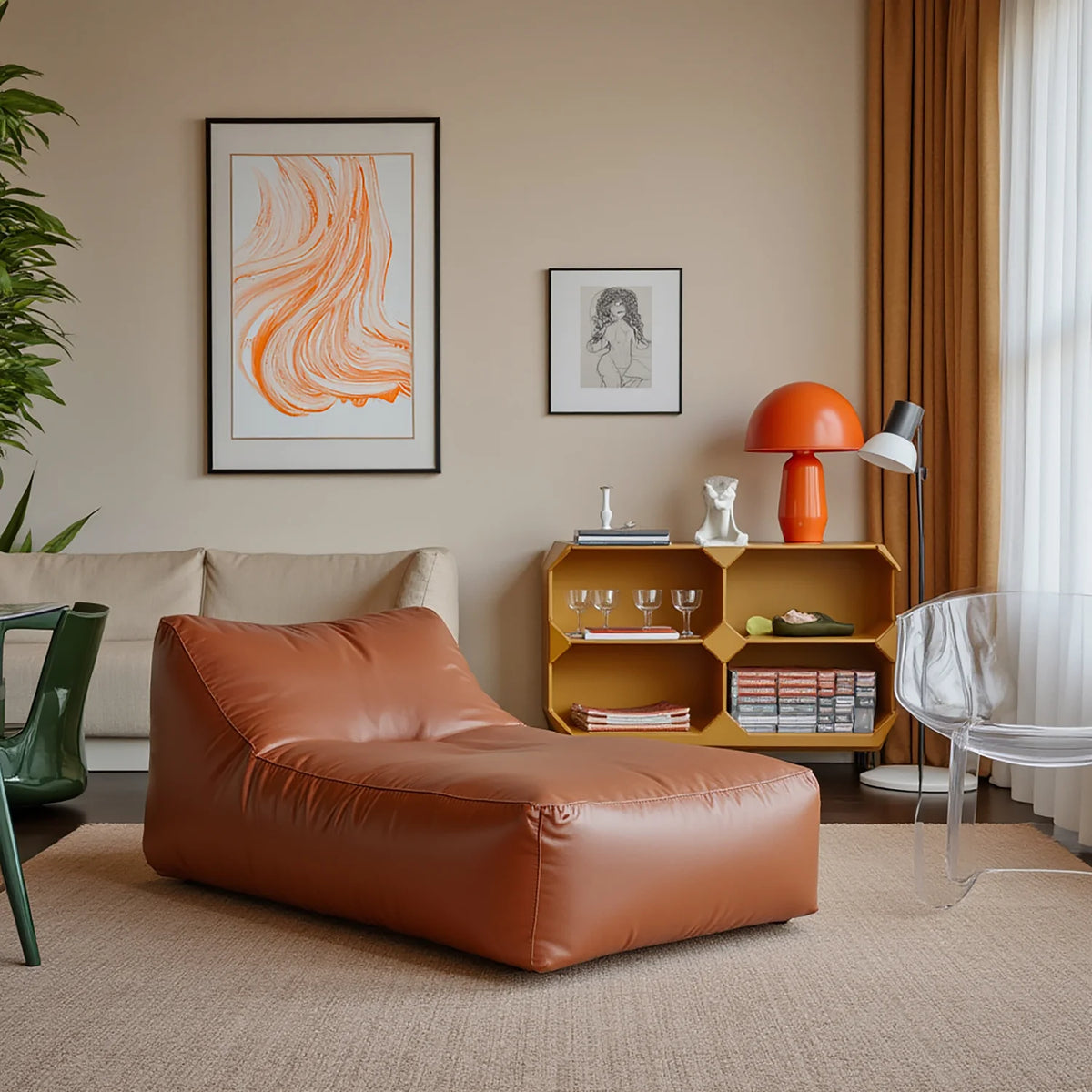 Poltrona Amaia Uni Poli-Couro Marrom · em ambiente decorado · vista 3