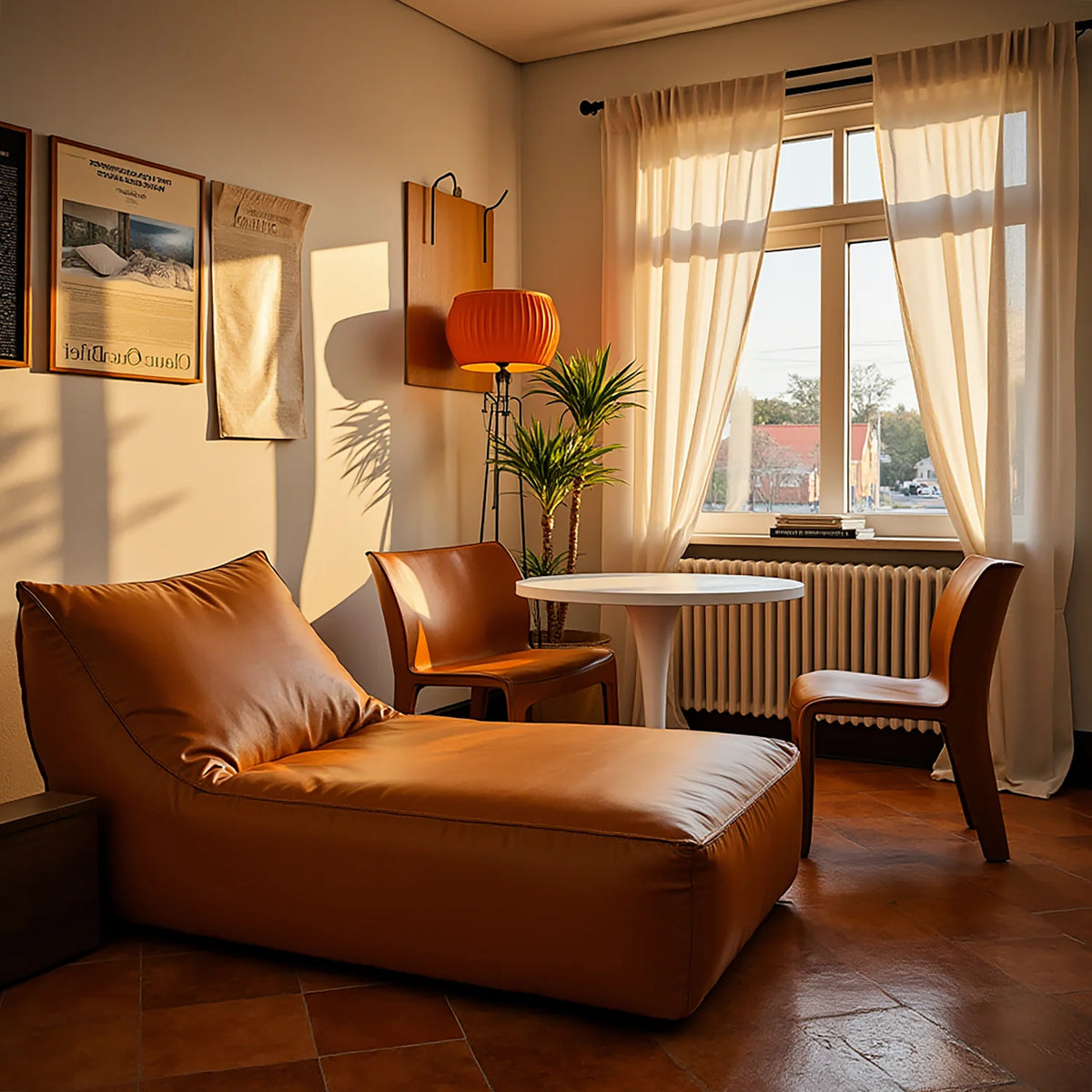 Poltrona Amaia Uni Poli-Couro Marrom · em ambiente decorado · vista 5