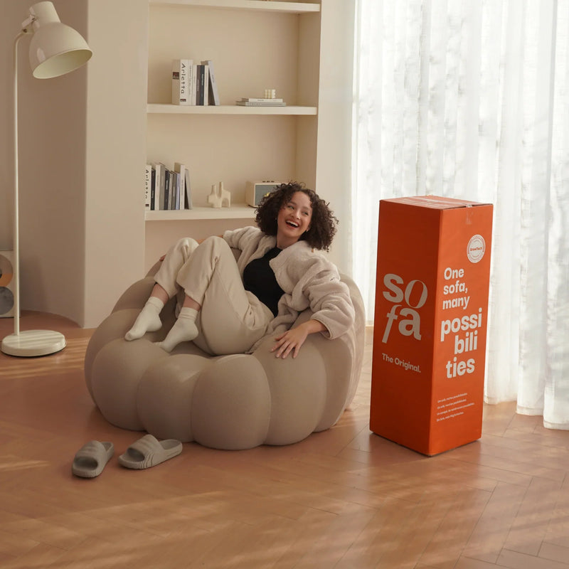 Sofá na Caixa cosmo 1 lugares em Boucle - Linho · em ambiente decorado