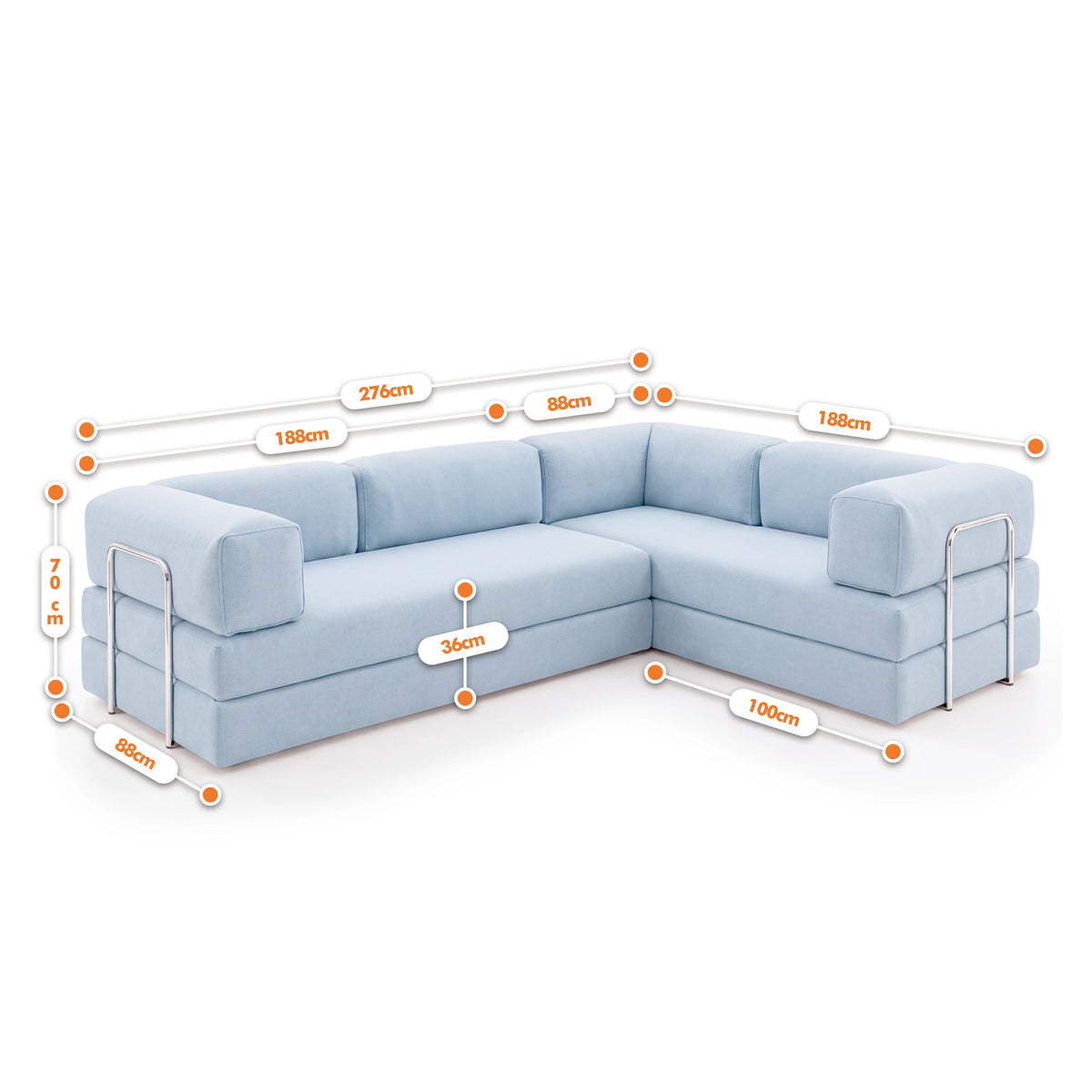Sofá Cama Bloom Duo - Azul Claro