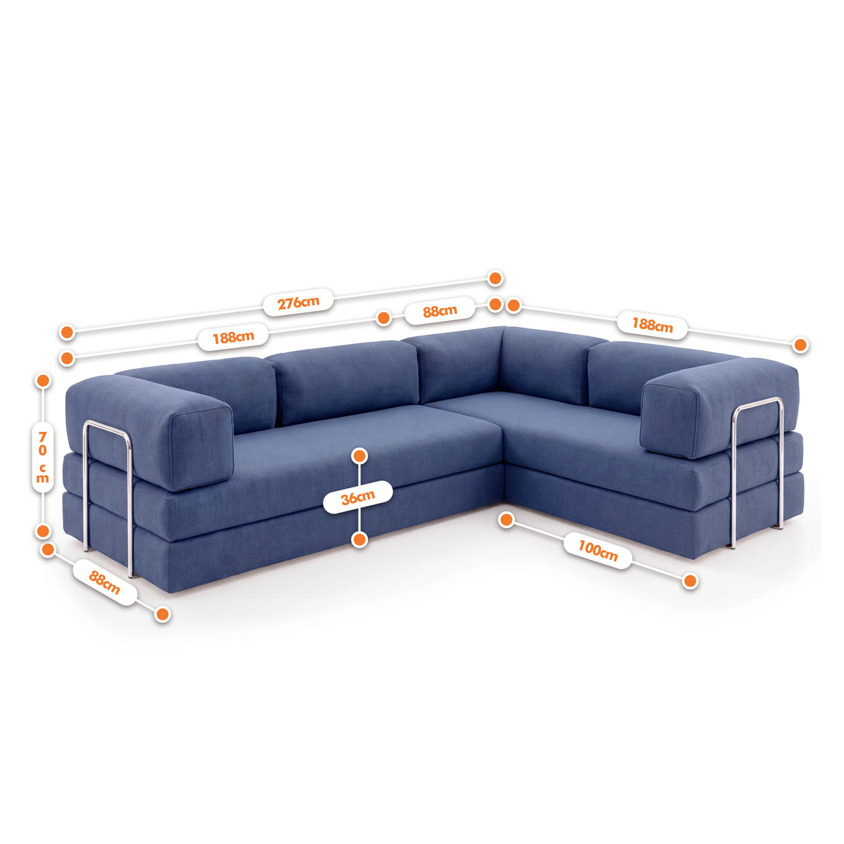 Sofá Cama Bloom Duo - Azul Marinho