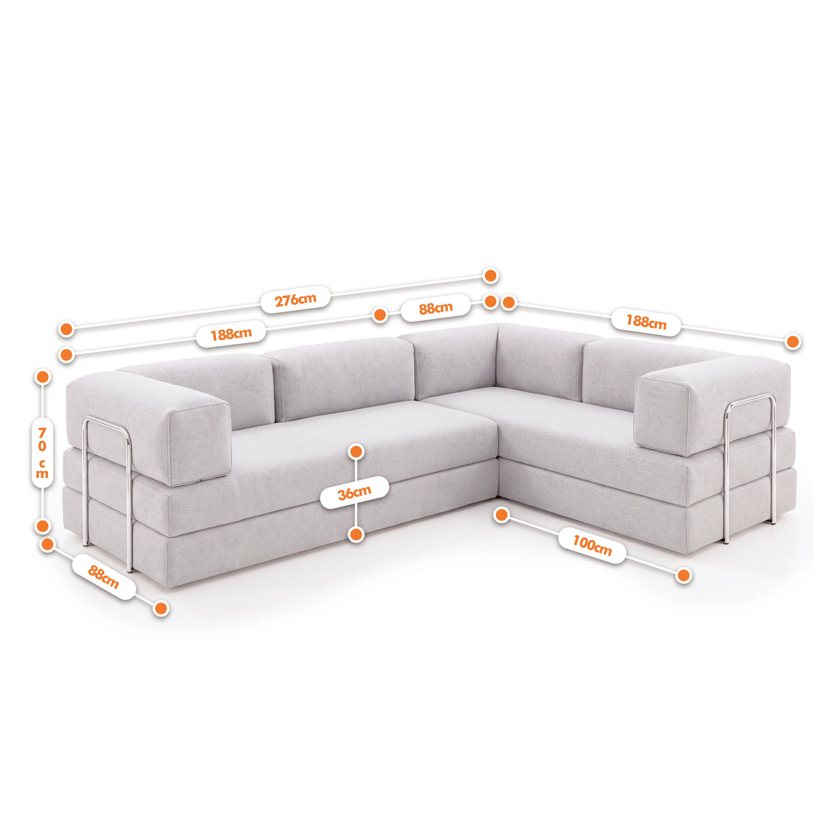 Sofá Cama Bloom Duo - Cinza