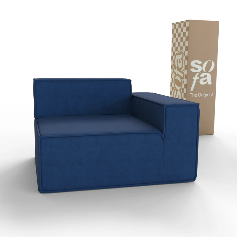 Sofá Modular Pelion 1 lugar Canto em L Direito Boucle - Azul - Sofá na Caixa