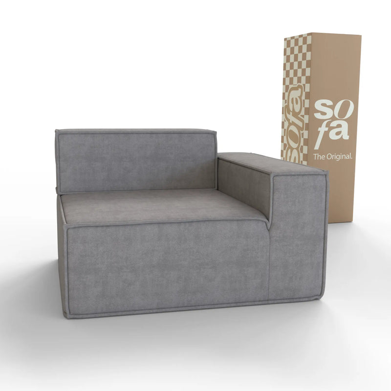 Sofá Modular Pelion 1 lugar Canto em L Direito Boucle - Cinza - Sofá na Caixa
