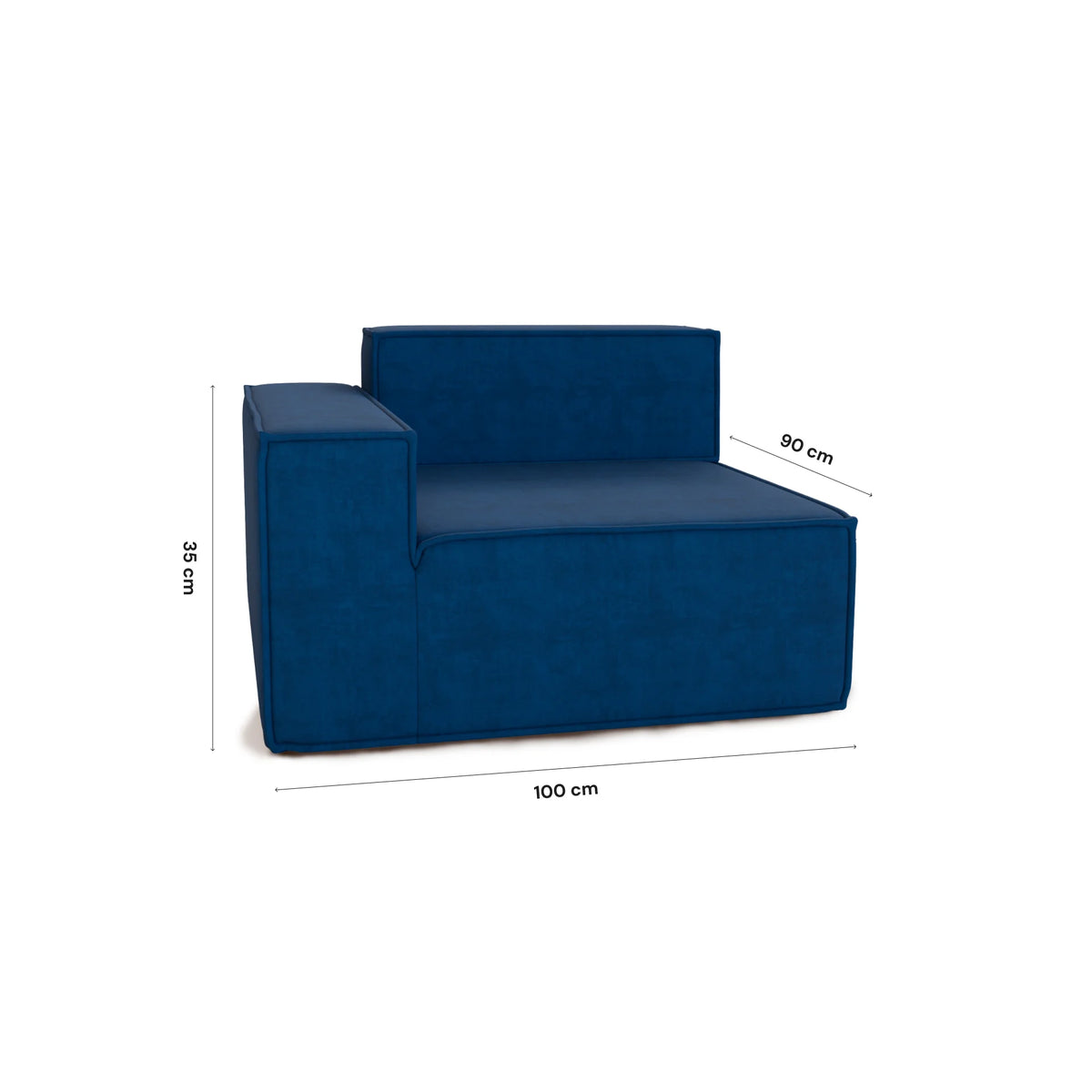 Sofá Modular Pelion 1 lugar Canto em L Direito Boucle - Azul · detalhe na cor azul