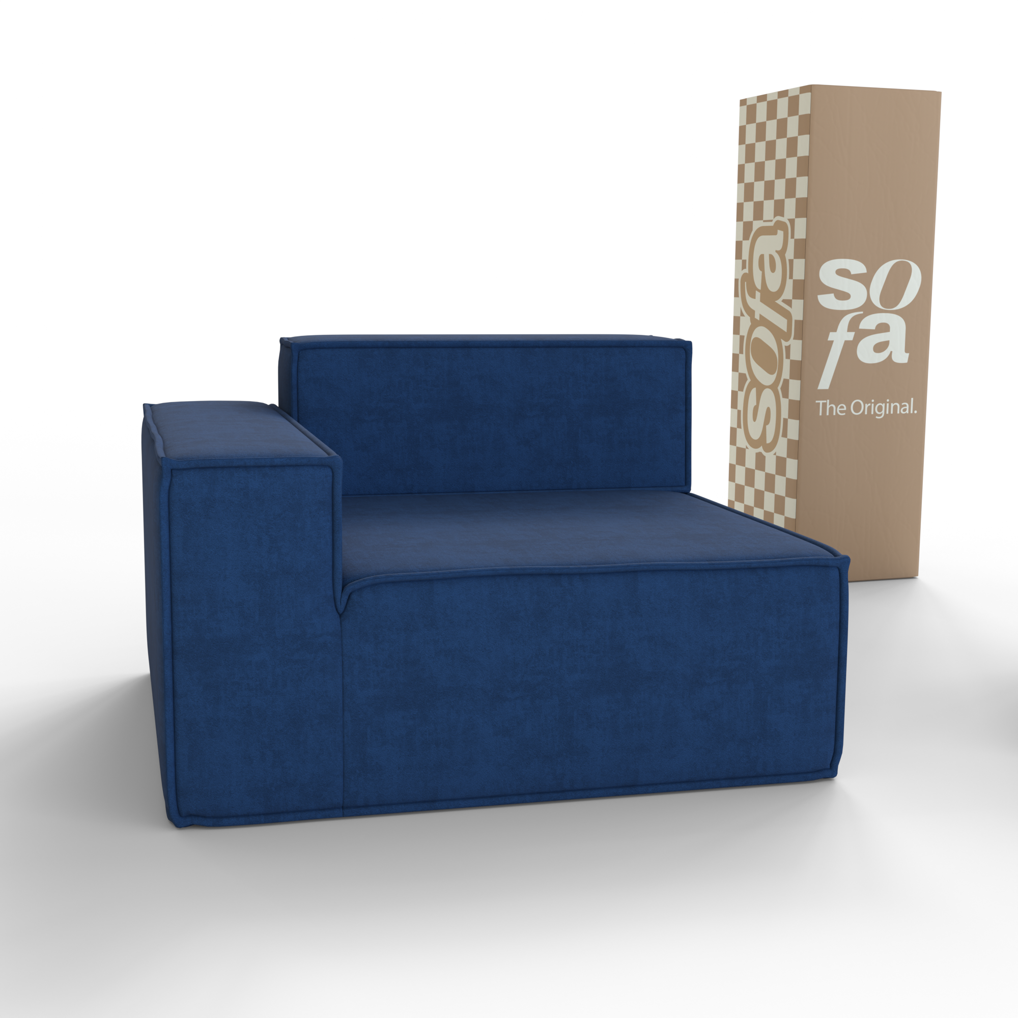 Sofá Modular Pelion 1 lugar Canto em L Esquerdo Boucle - Azul