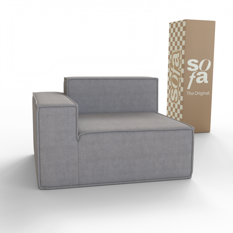 Sofá Modular Pelion 1 lugar Canto em L Esquerdo Boucle - Cinza - Sofá na Caixa