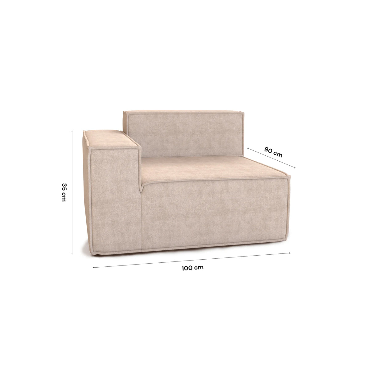 Sofá Modular Pelion 1 lugar Canto em L Direito Boucle - Linho · em tecido linho