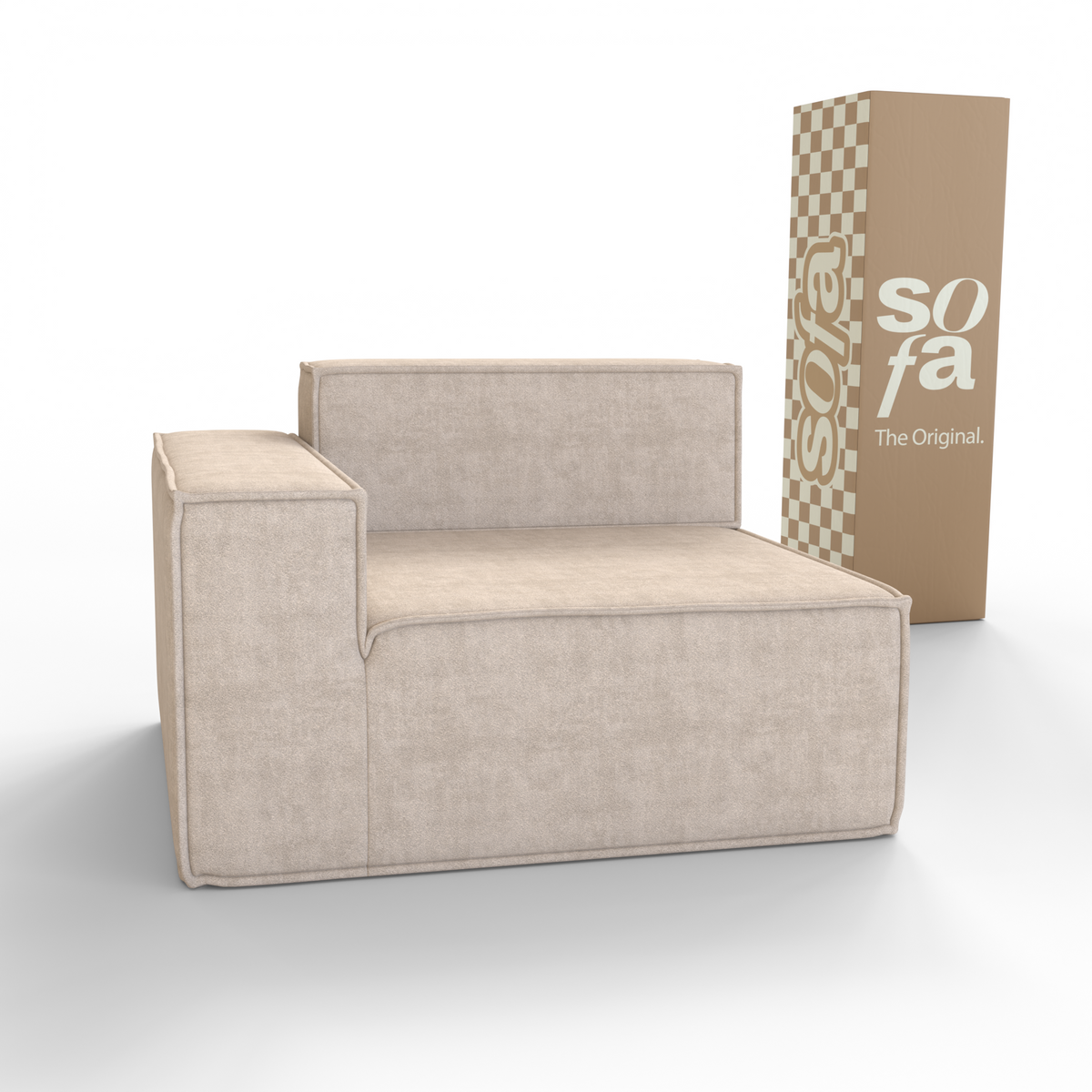 Sofá Modular Pelion 1 lugar Canto em L Esquerdo Boucle - Linho - Sofá na Caixa